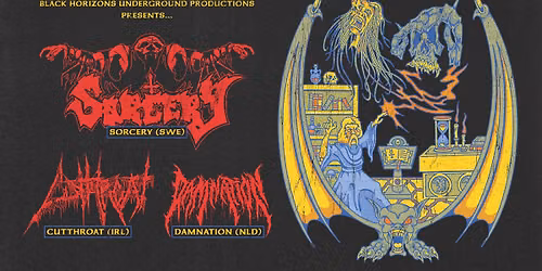 Sorcery + Cutthroat + Damnation – Black Horizons Productions + Iduna, Drachten — muziek in Friesland