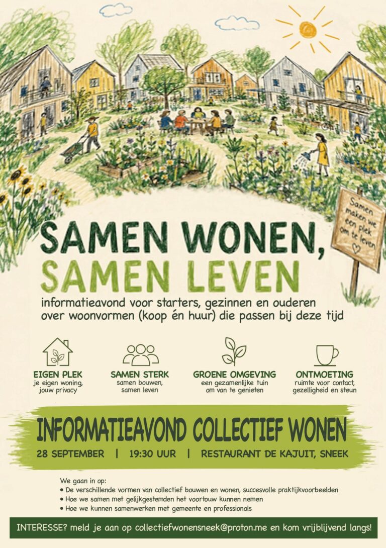 Informatiebijeenkomst collectief wonen in Sneek — lezing in Friesland